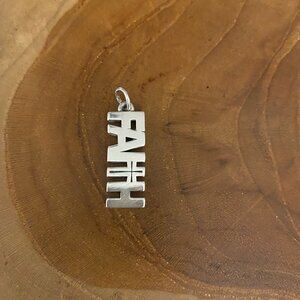 RETIRED James Avery FAITH charm, sterling silver
